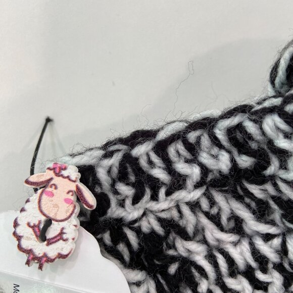 Black & White Handcrafted Wool Blend Buttoned Collar/Headband For Women - Picture 3 of 7